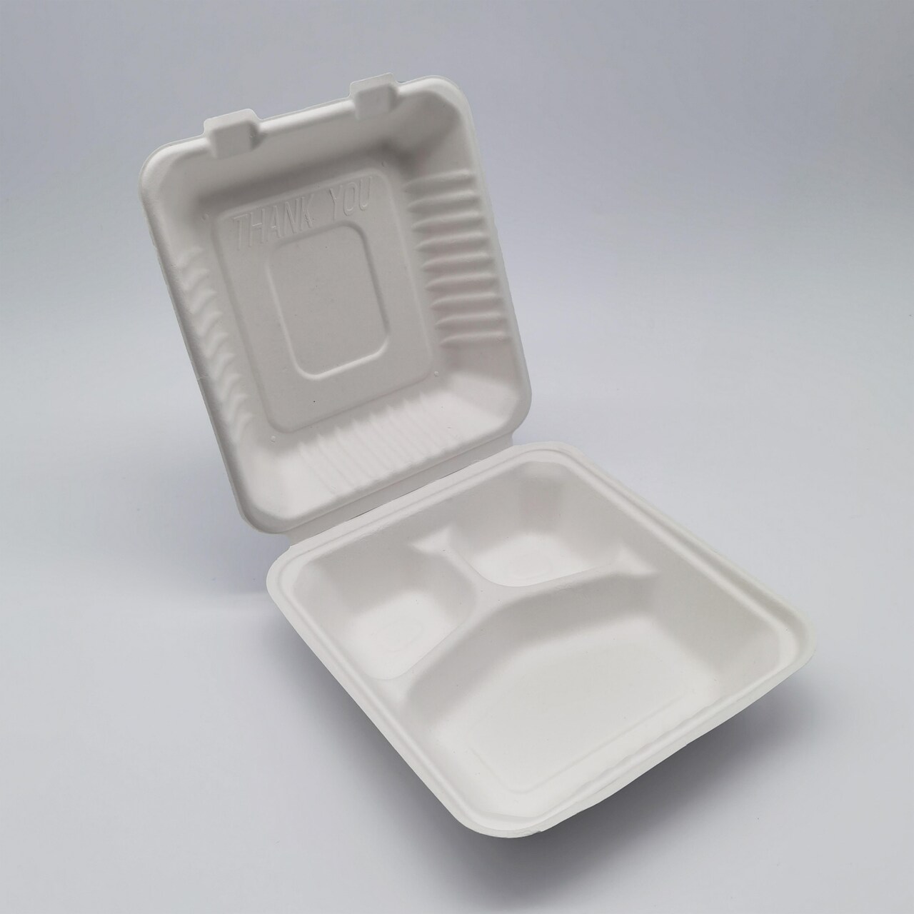 Northlight 3-Compartment Hinged White Take Out Containers - 9" - 200 Count